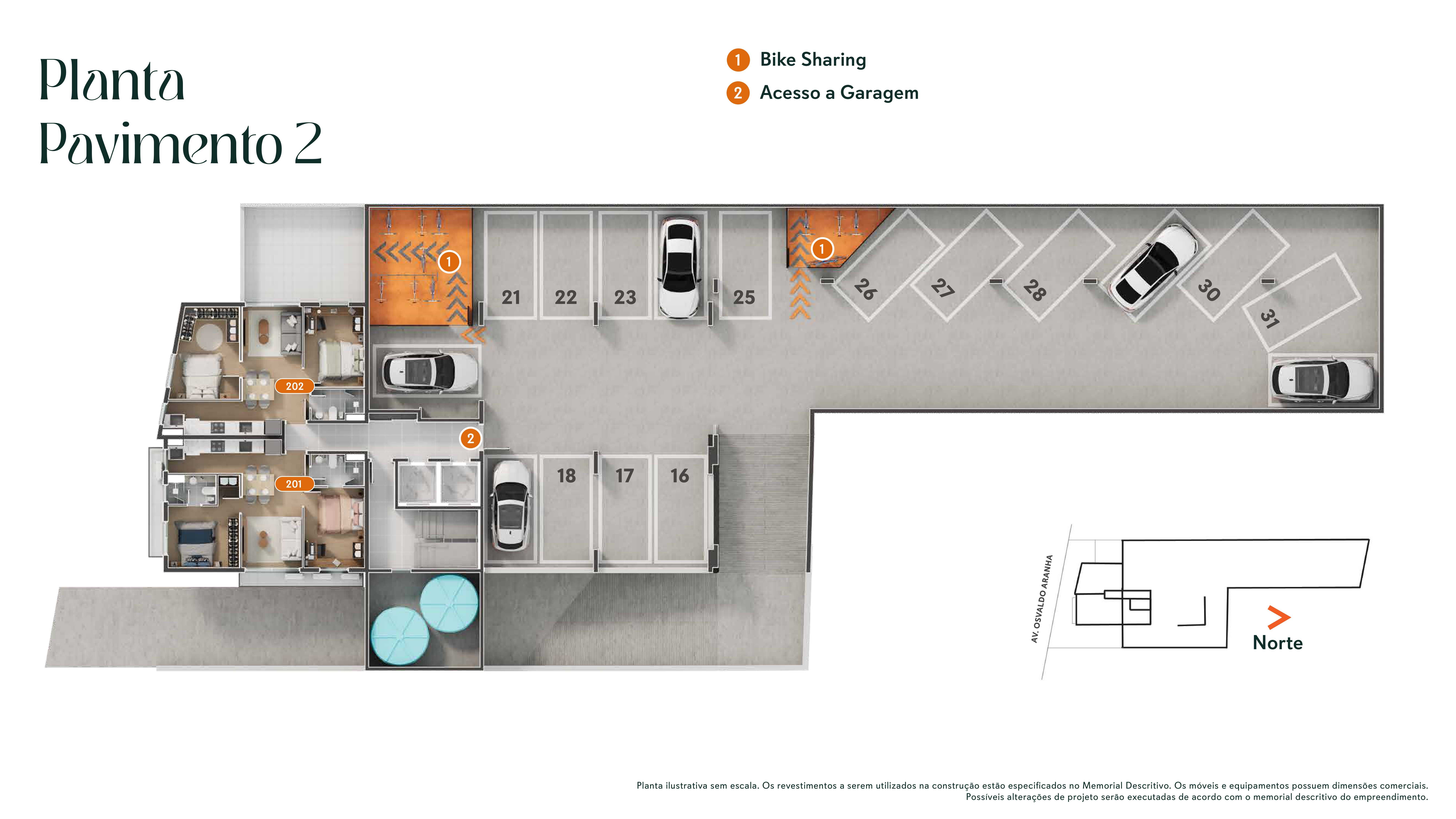 Planta - Studio à venda Bom Fim, Porto Alegre com 1 quarto 25,12m² - Fernando Jarutais
