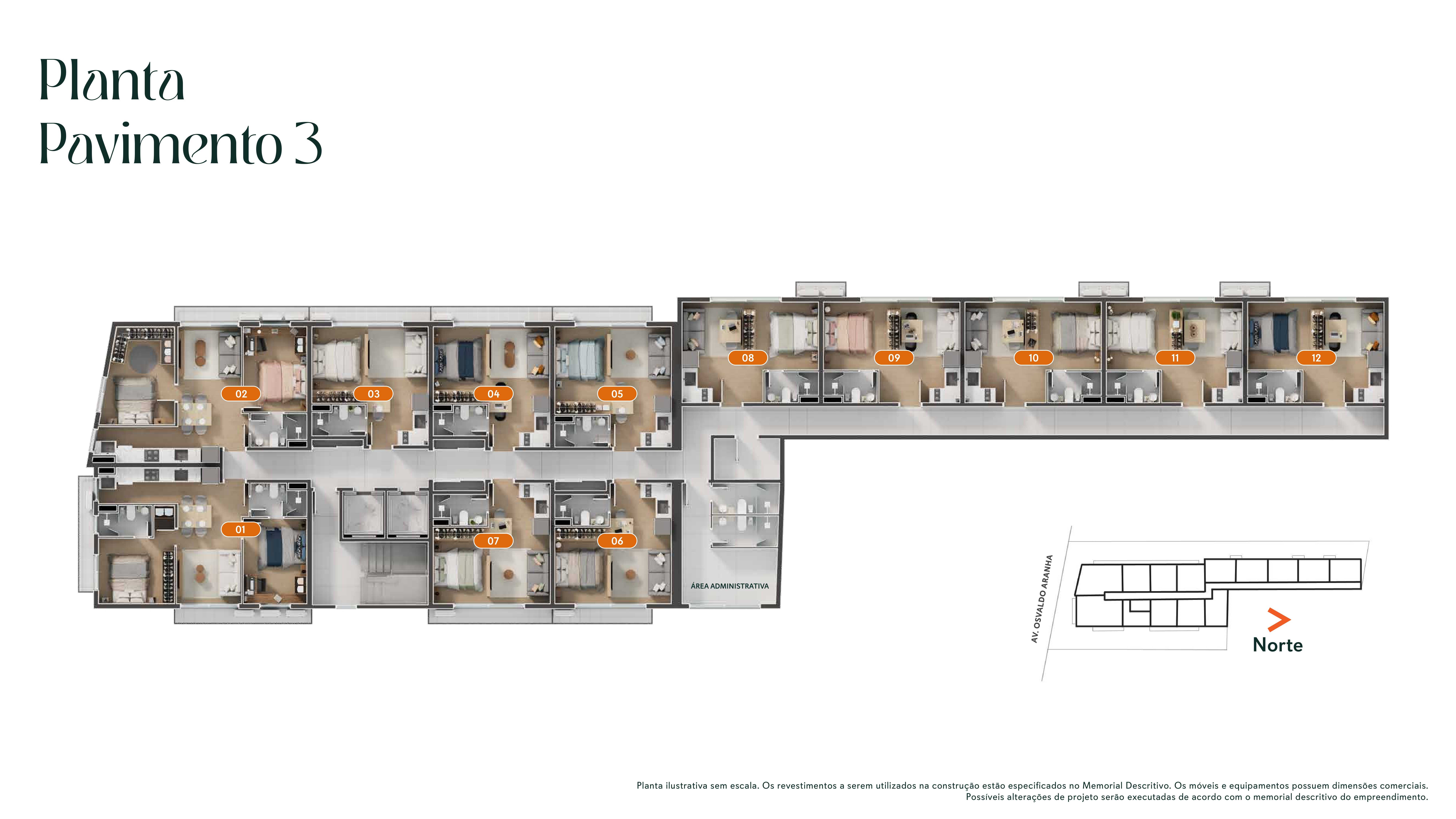 Planta - Studio à venda Bom Fim, Porto Alegre com 1 quarto 25,12m² - Fernando Jarutais